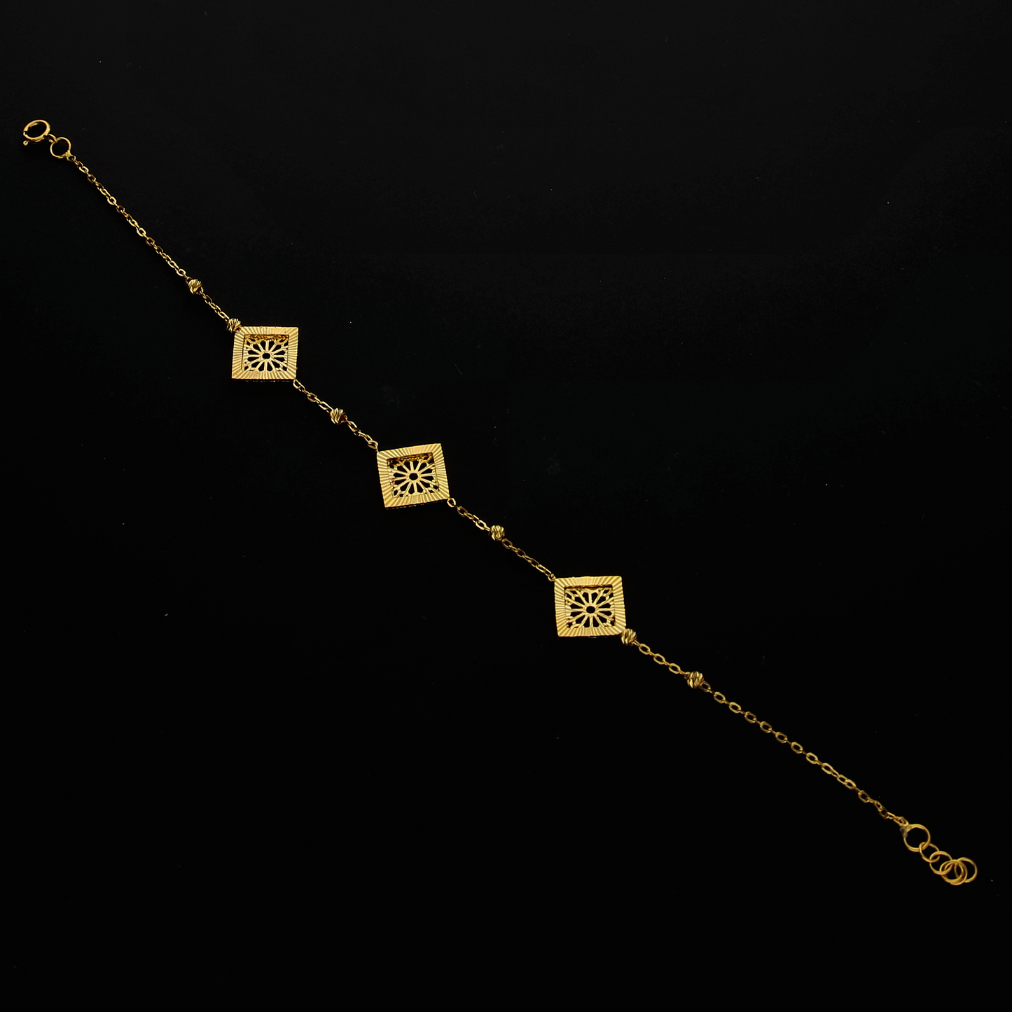 Gold Rhombus Link Bracelet 21KT- FKJBRL21KM10263