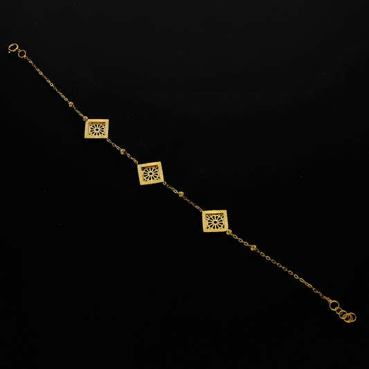 Gold Rhombus Link Bracelet 21KT- FKJBRL21KM10263