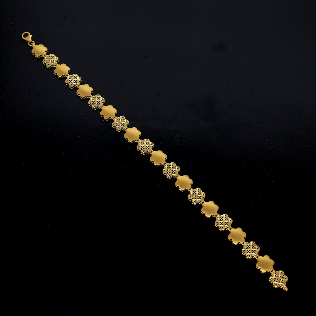 Gold Flower Link Bracelet 21KT - FKJBRL21KM10917