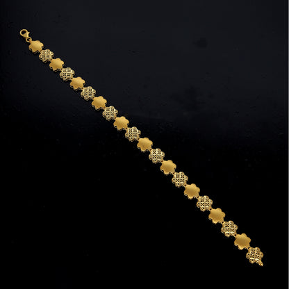 Gold Flower Link Bracelet 21KT - FKJBRL21KM10917