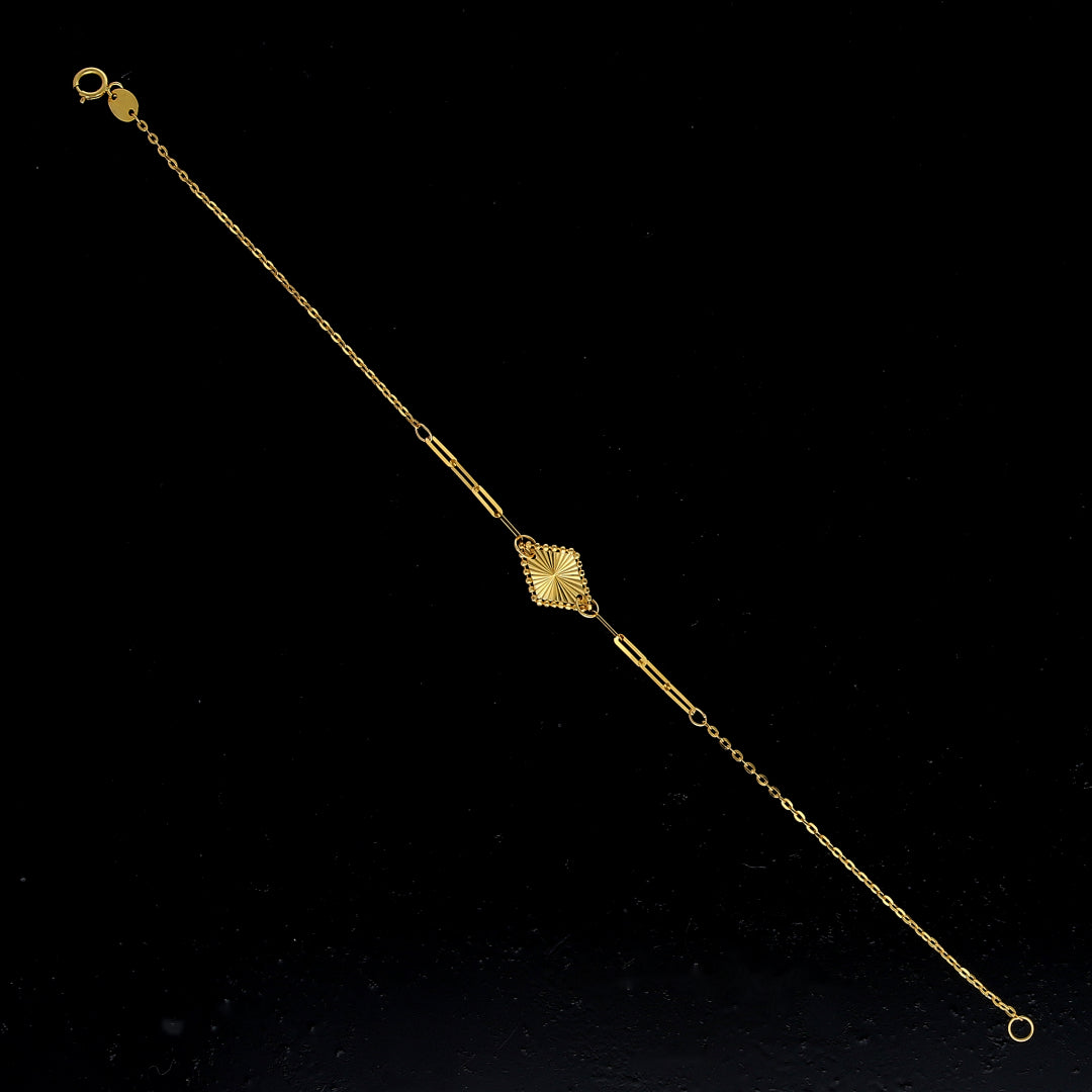 Gold Rhombus Shape Sunburst Bracelet 21KT - FKJBRL21KM10930
