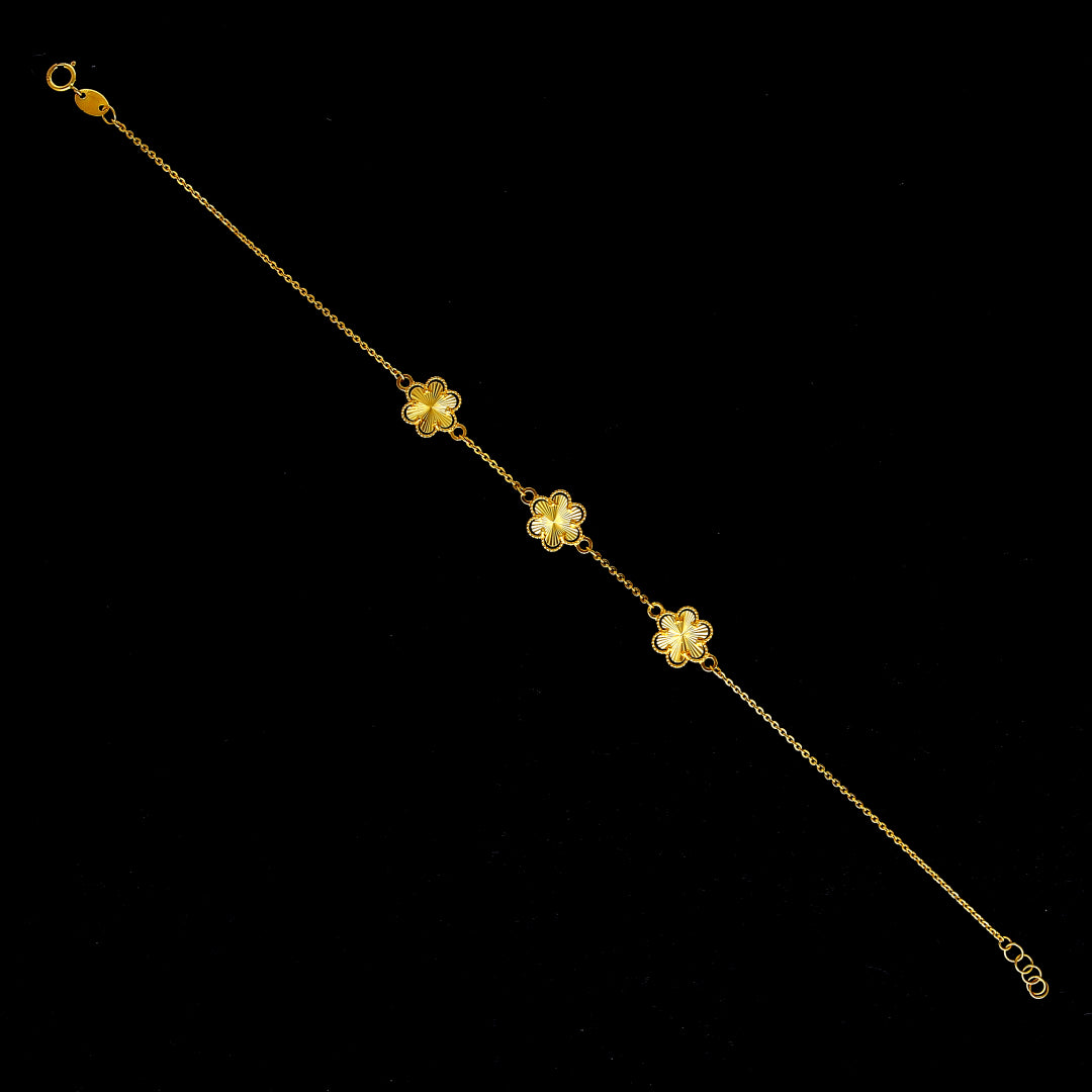 Gold Floral Sunburst Bracelet 21KT - FKJBRL21KM10931