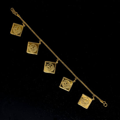 Gold Lira Square Charm Bracelet 21KT - FKJBRL21KM10932