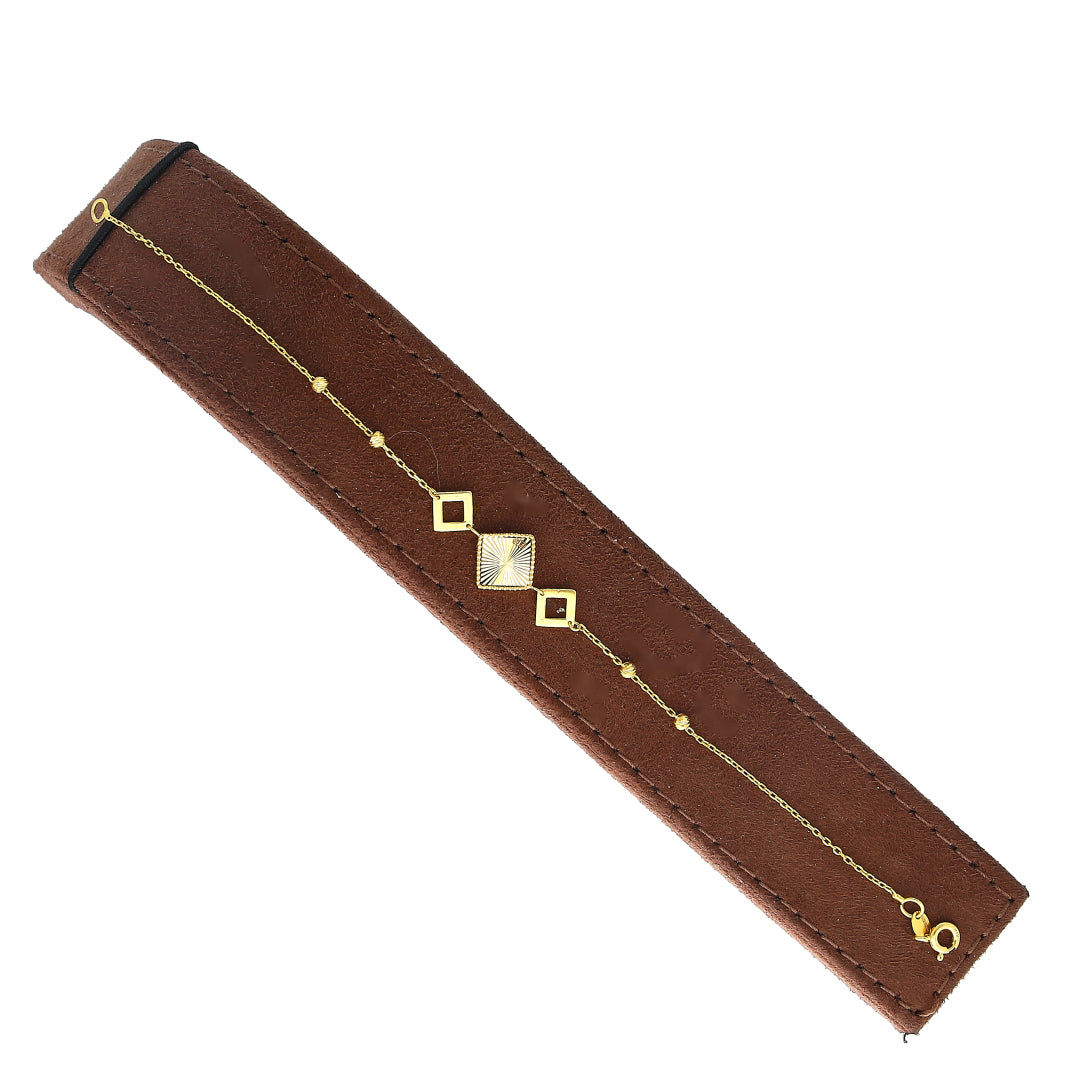 Gold Textured Square Bracelet 21KT - FKJBRL21KM10934