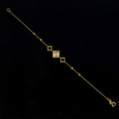 Gold Textured Square Bracelet 21KT - FKJBRL21KM10934