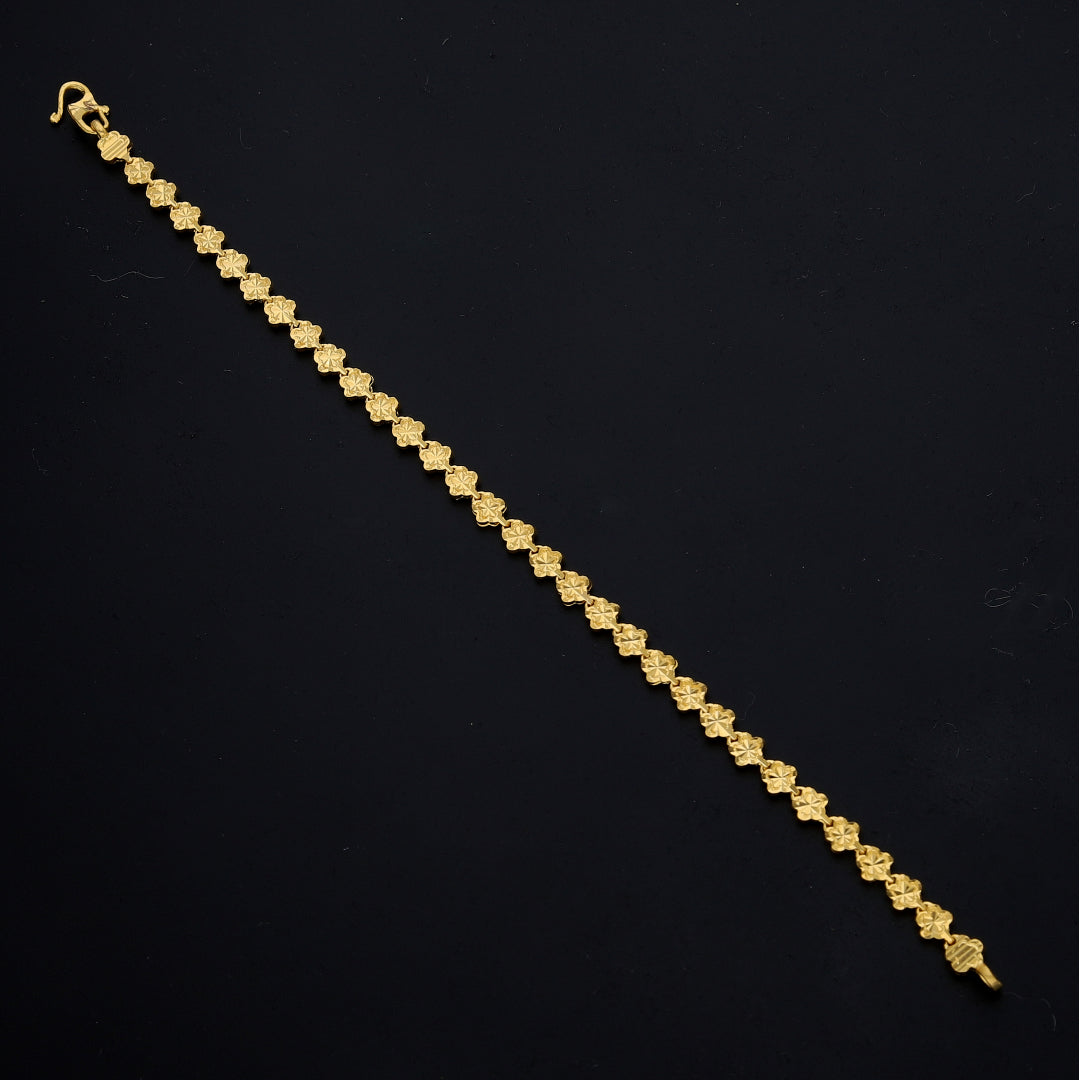 Gold Flower Link Bracelet 21KT - FKJBRL21KM11488
