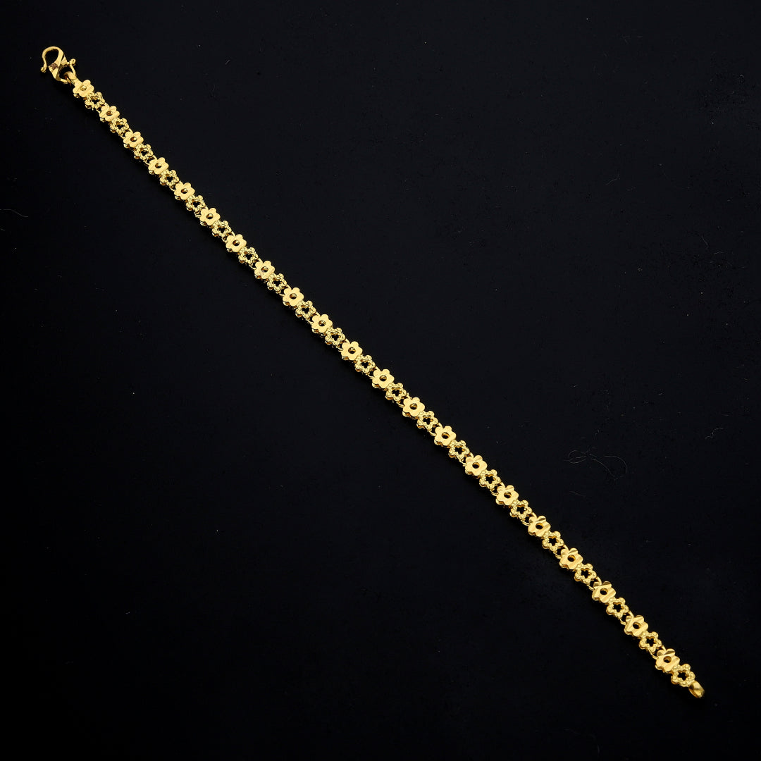 Gold Textured Link Bracelet 21KT - FKJBRL21KM11489