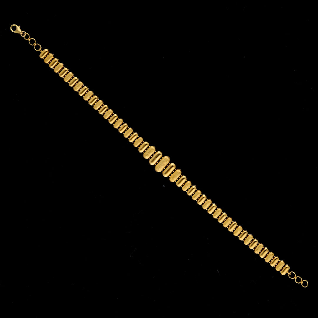 Gold Ribbed Link Bracelet 21KT - FKJBRL21KM11499