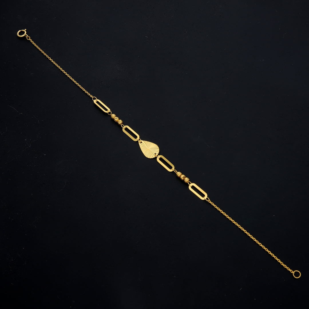 Gold Link & Bead Bracelet 21KT - FKJBRL21KM11539