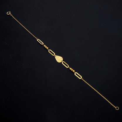 Gold Link & Bead Bracelet 21KT - FKJBRL21KM11539