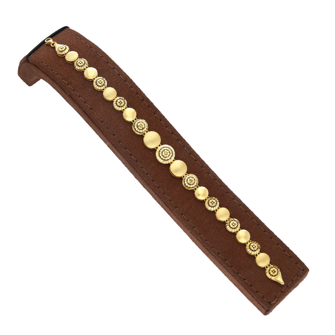 Gold Round Medallion Link Bracelet 21KT - FKJBRL21KM11543