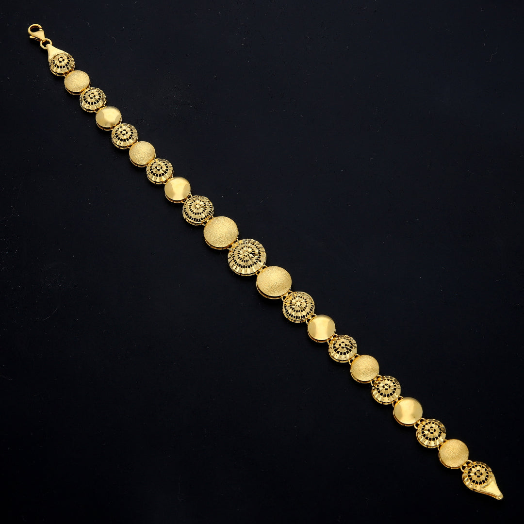 Gold Round Medallion Link Bracelet 21KT - FKJBRL21KM11543