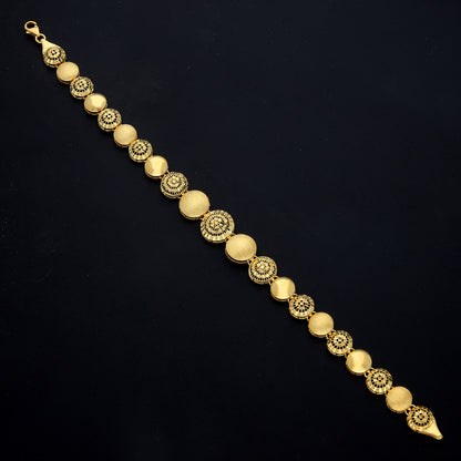 Gold Round Medallion Link Bracelet 21KT - FKJBRL21KM11543