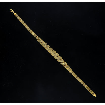 Gold Textured Leaf Link Bracelet 21KT - FKJBRL21KM11554