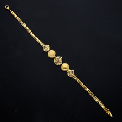 Gold Square Textured Bracelet 21KT - FKJBRL21KM11558