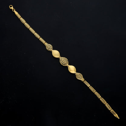 Gold Textured Oval Bracelet 21KT - FKJBRL21KM11561
