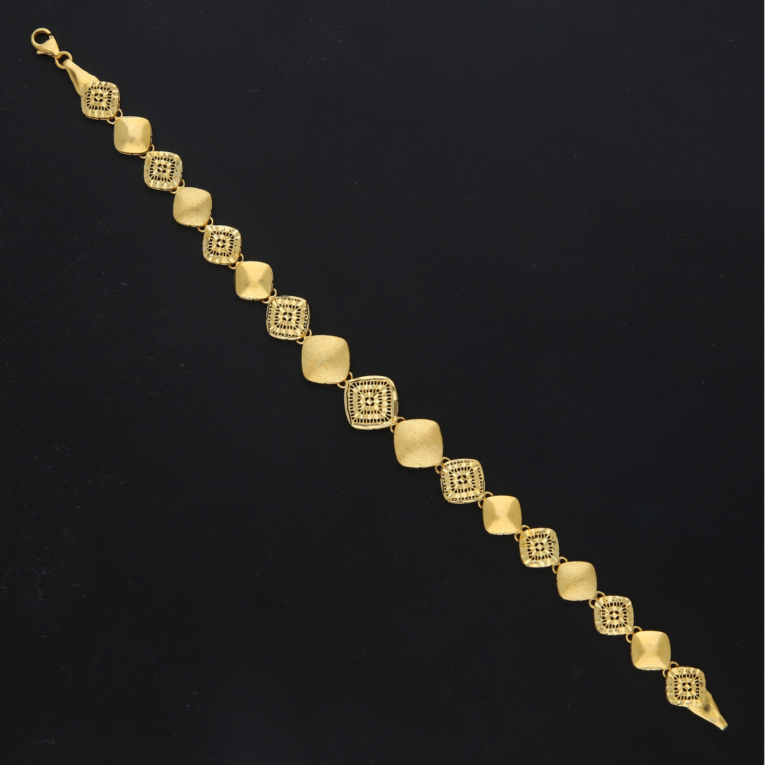 Gold Pattern Link Bracelet 21KT - FKJBRL21KM11570