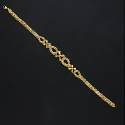 Gold Stylish Floral Link Bracelet 21KT - FKJBRL21KM11664