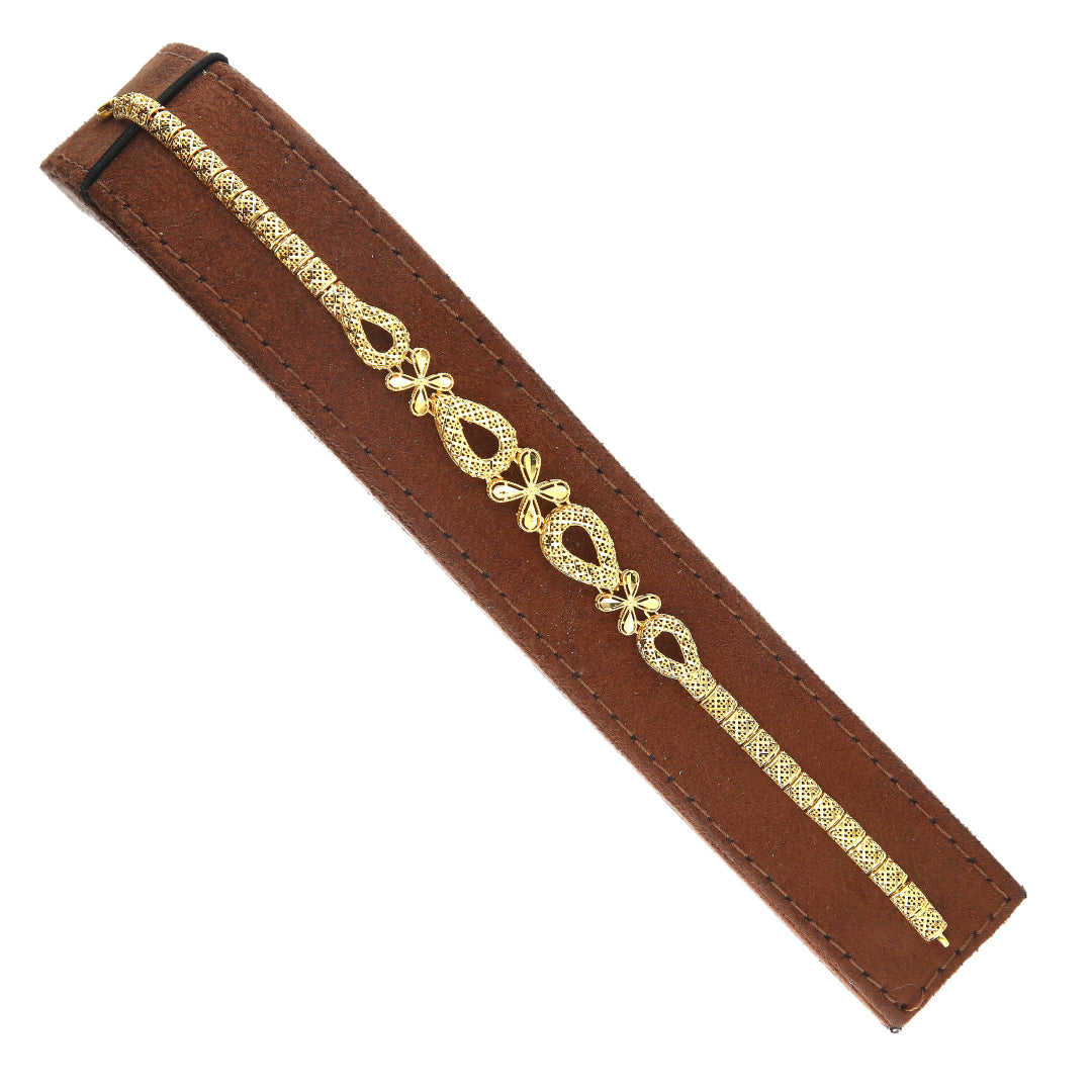 Gold Stylish Floral Link Bracelet 21KT - FKJBRL21KM11664