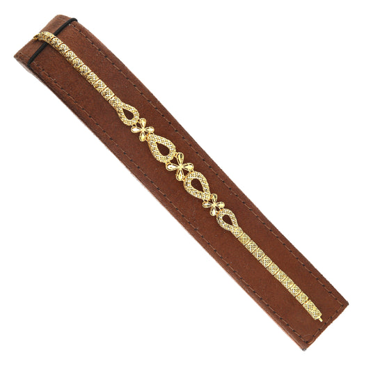 Gold Stylish Floral Link Bracelet 21KT - FKJBRL21KM11664