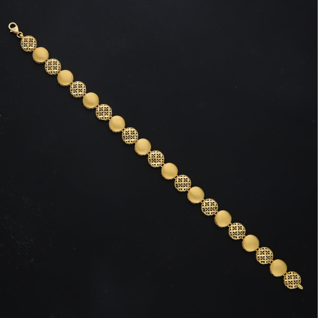 Gold Filigree Round Links Bracelet 21KT - FKJBRL21KM11668