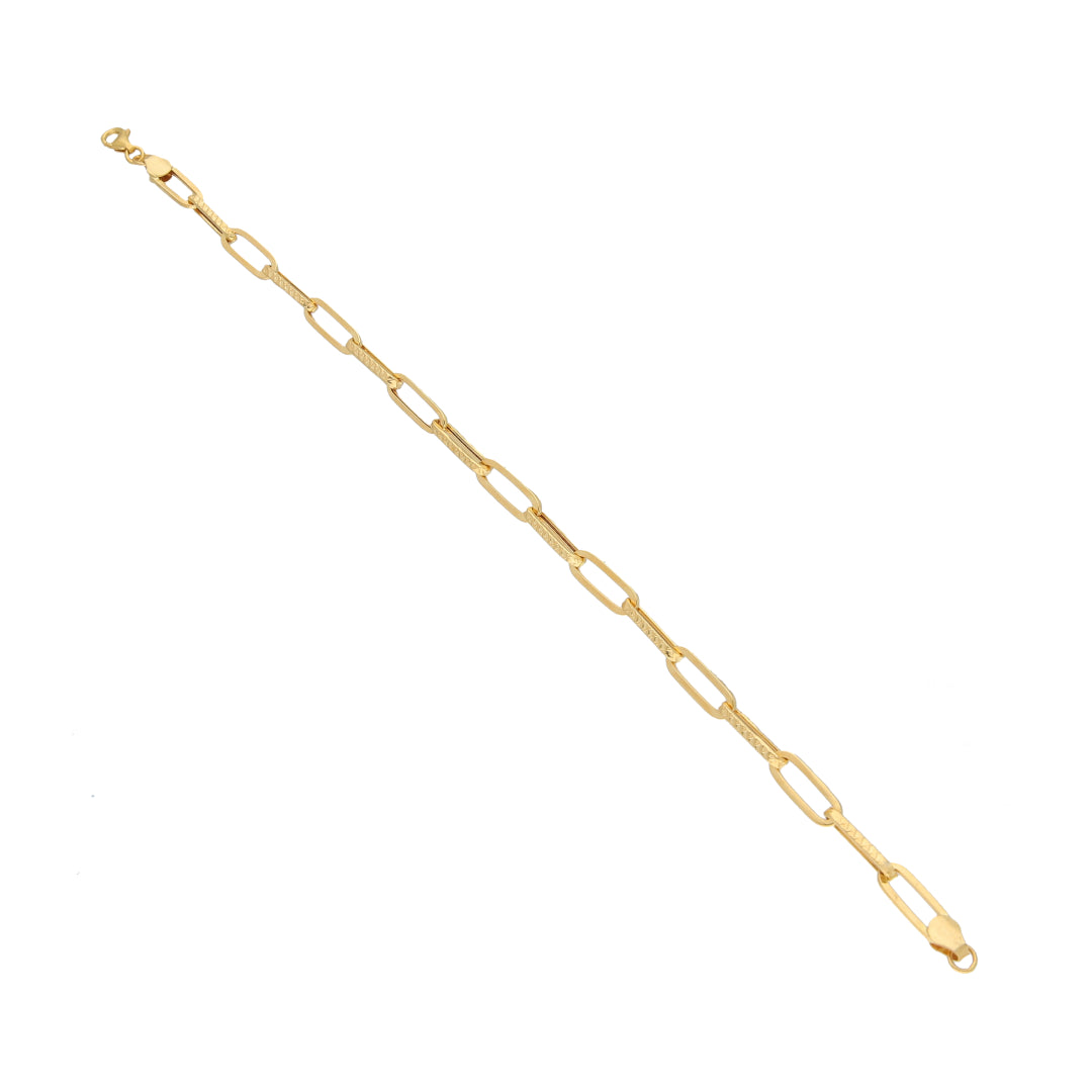 Gold Paperclip Design Bracelet 21KT - FKJBRL21KM11883