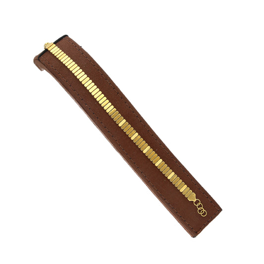Gold Sleek Bar Link Bracelet 21KT - FKJBRL21KM11919