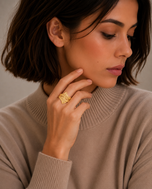 Gold Turkish Design Ring 21KT - FKJBRL21KM11934