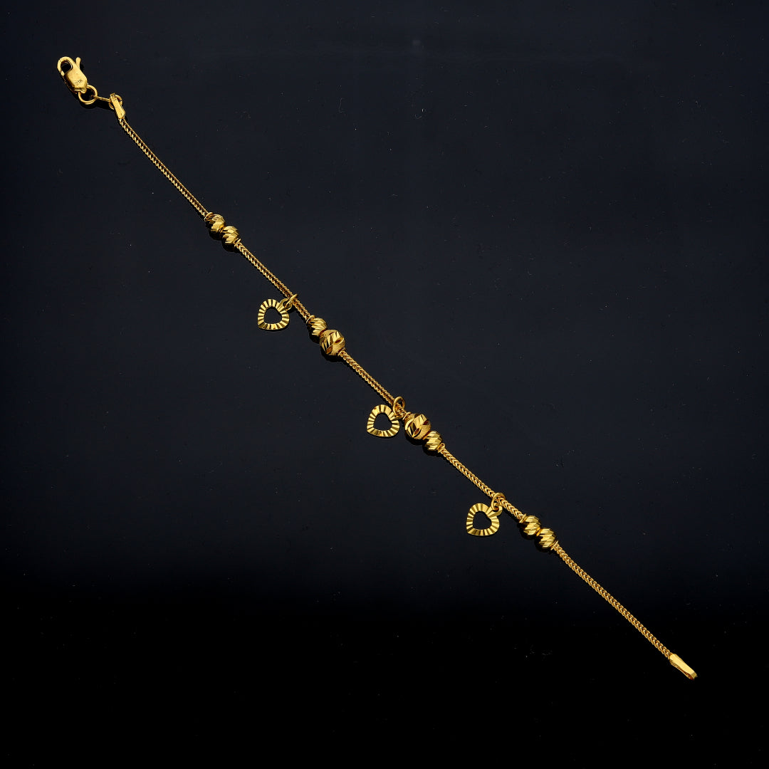 Gold Heart Charm Bracelet 21KT - FKJBRL21KM11990