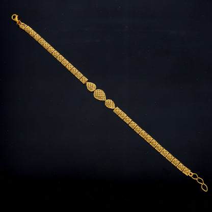 Gold Textured Link Bracelet 21KT - FKJBRL21KM11991