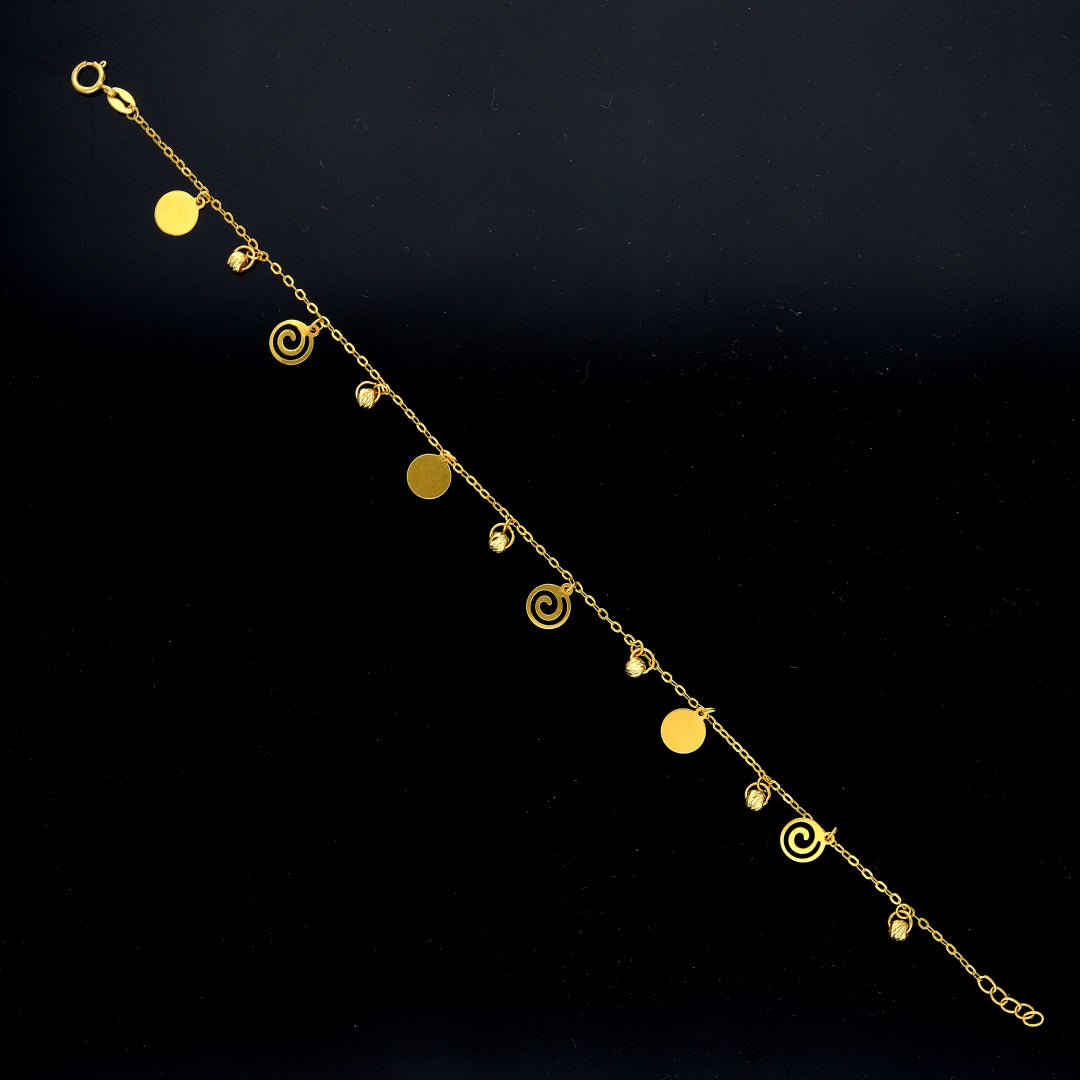 Gold Spiral Charm Bracelet 21KT - FKJBRL21KM11996