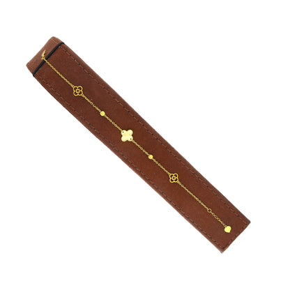 <tc>سوار ذهب بتصميم زهرة رباعية عيار 21 - FKJBRL21KM12164</tc>