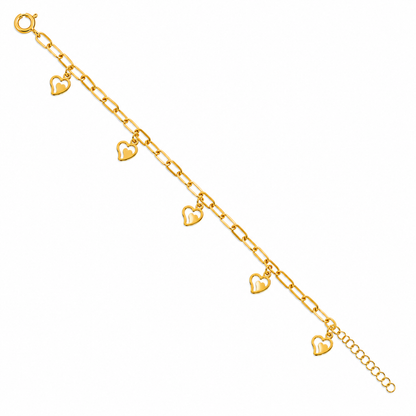 <tc>سوار ذهب بسلسلة ورقية وتعليقات على شكل قلوب متدلية عيار 21 قيراط - FKJBRL21KM12210</tc>