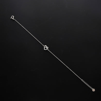 Sterling Silver 925 Double Heart Bracelet - FKJBRLSL10535