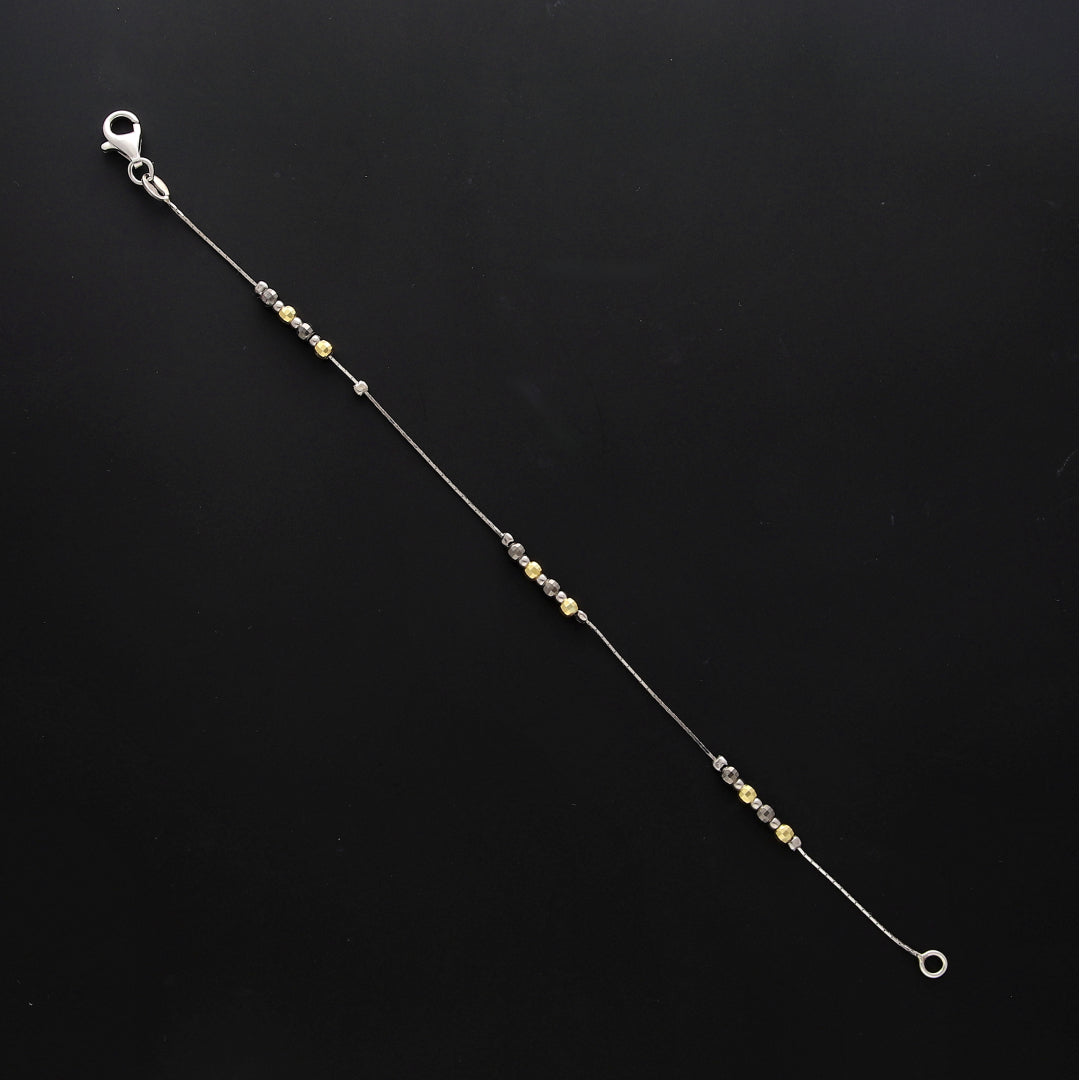 Sterling Silver 925 Two Tone Beaded Bracelet - FKJBRLSL10541