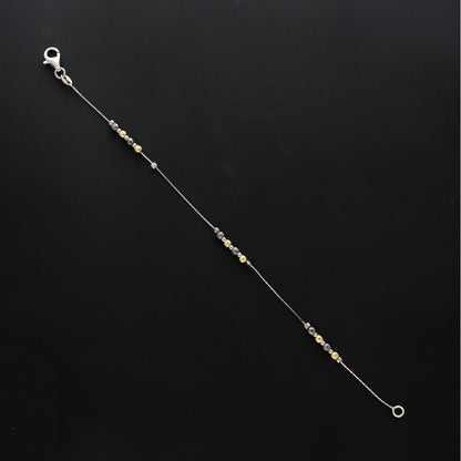 Sterling Silver 925 Two Tone Beaded Bracelet - FKJBRLSL10541