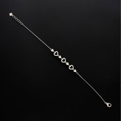 Sterling Silver 925 Sparkling Heart Bracelet - FKJBRLSL10542