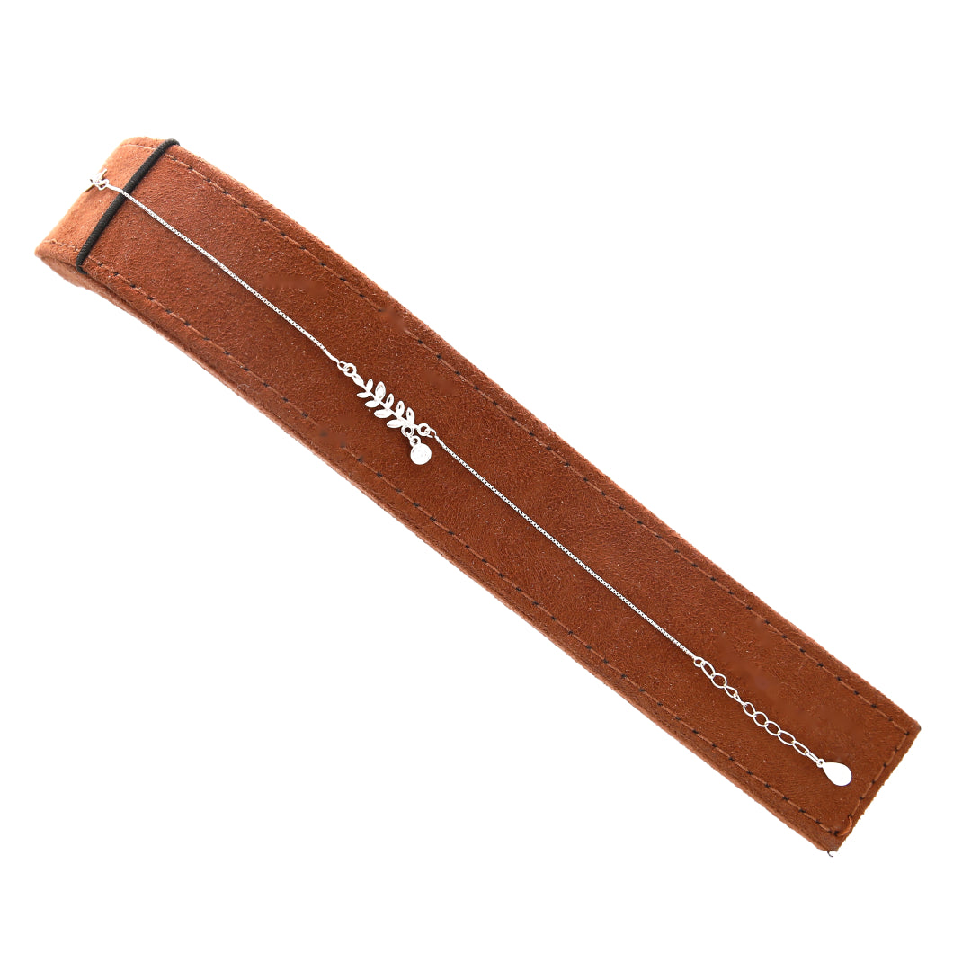 Sterling Silver 925 Minimalist Leaf Bracelet - FKJBRLSL10550