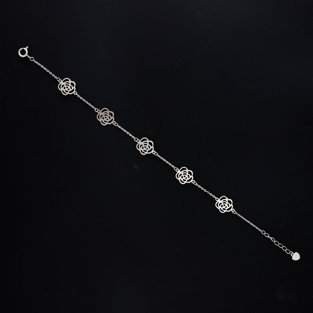 Sterling Silver 925 Flower Charm Bracelet - FKJBRLSL10554
