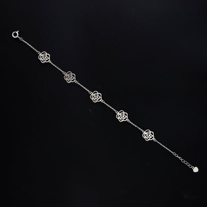 Sterling Silver 925 Flower Charm Bracelet - FKJBRLSL10554
