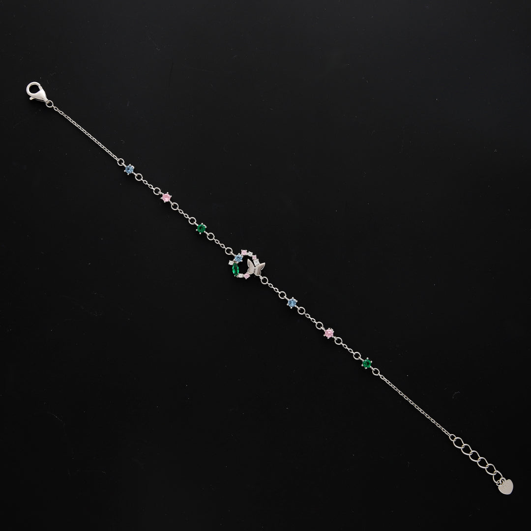 Sterling Silver 925 Delicate Butterfly Charm Bracelet - FKJBRLSL10560