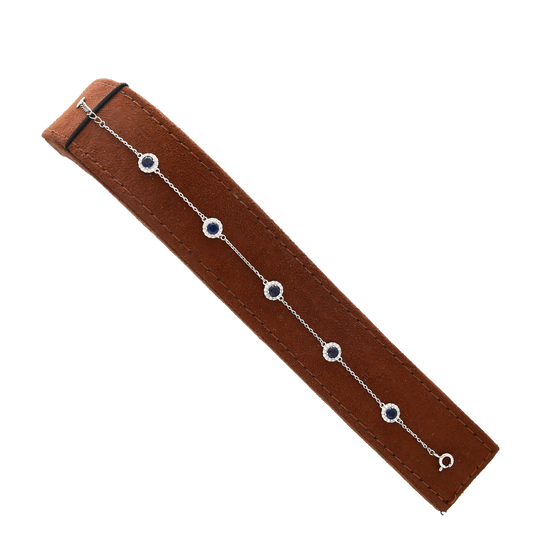 Sterling Silver 925 Round Blue Stone Bracelet - FKJBRLSL10561