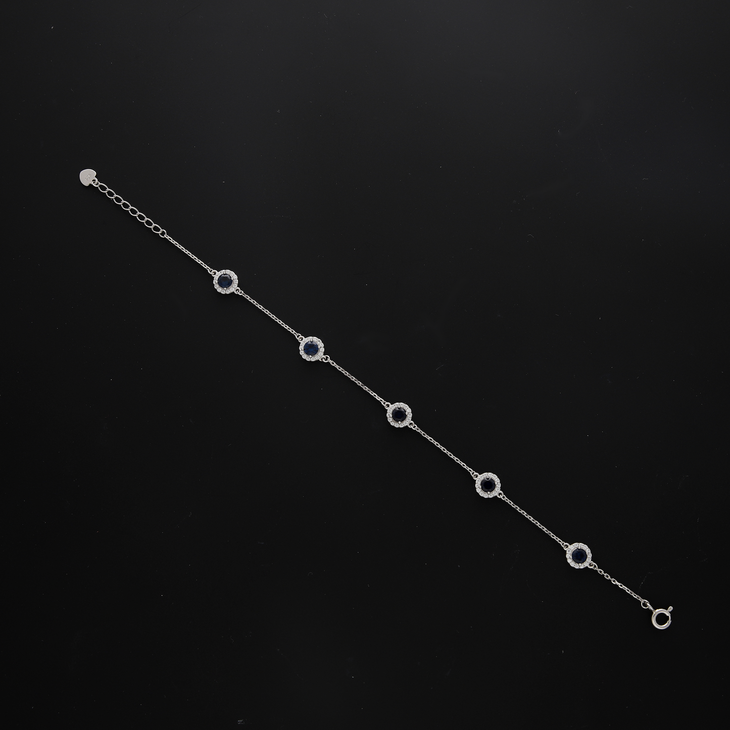 Sterling Silver 925 Round Blue Stone Bracelet - FKJBRLSL10561