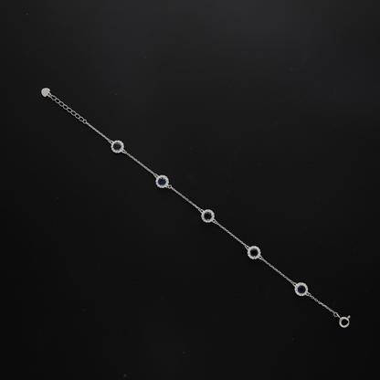 Sterling Silver 925 Round Blue Stone Bracelet - FKJBRLSL10561