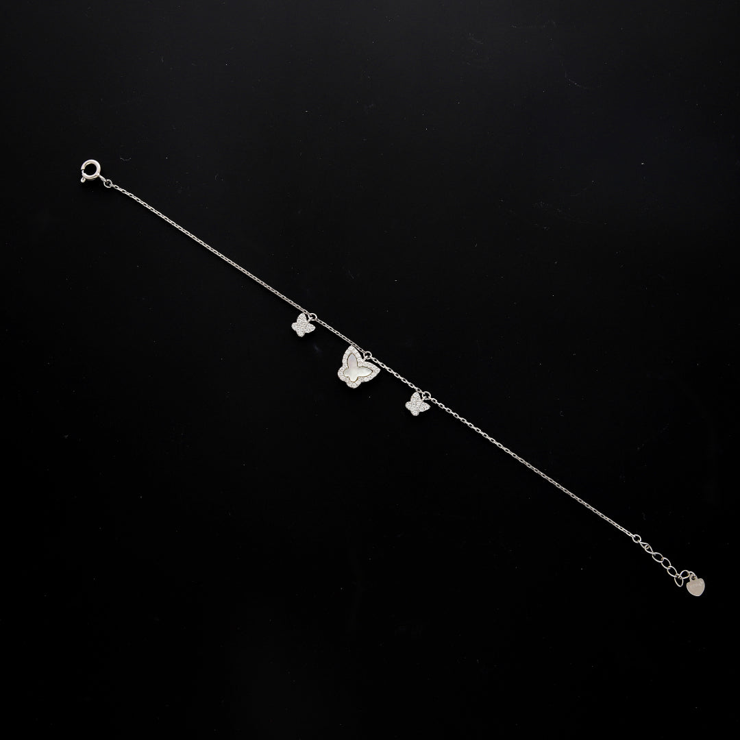 Sterling Silver 925 Dangling Butterfly Bracelet - FKJBRLSL10562