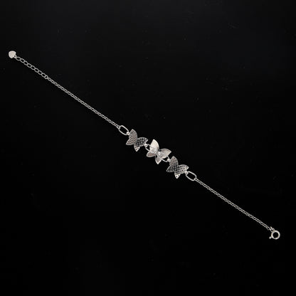 Sterling Silver 925 Triple Butterfly Bracelet - FKJBRLSL10566