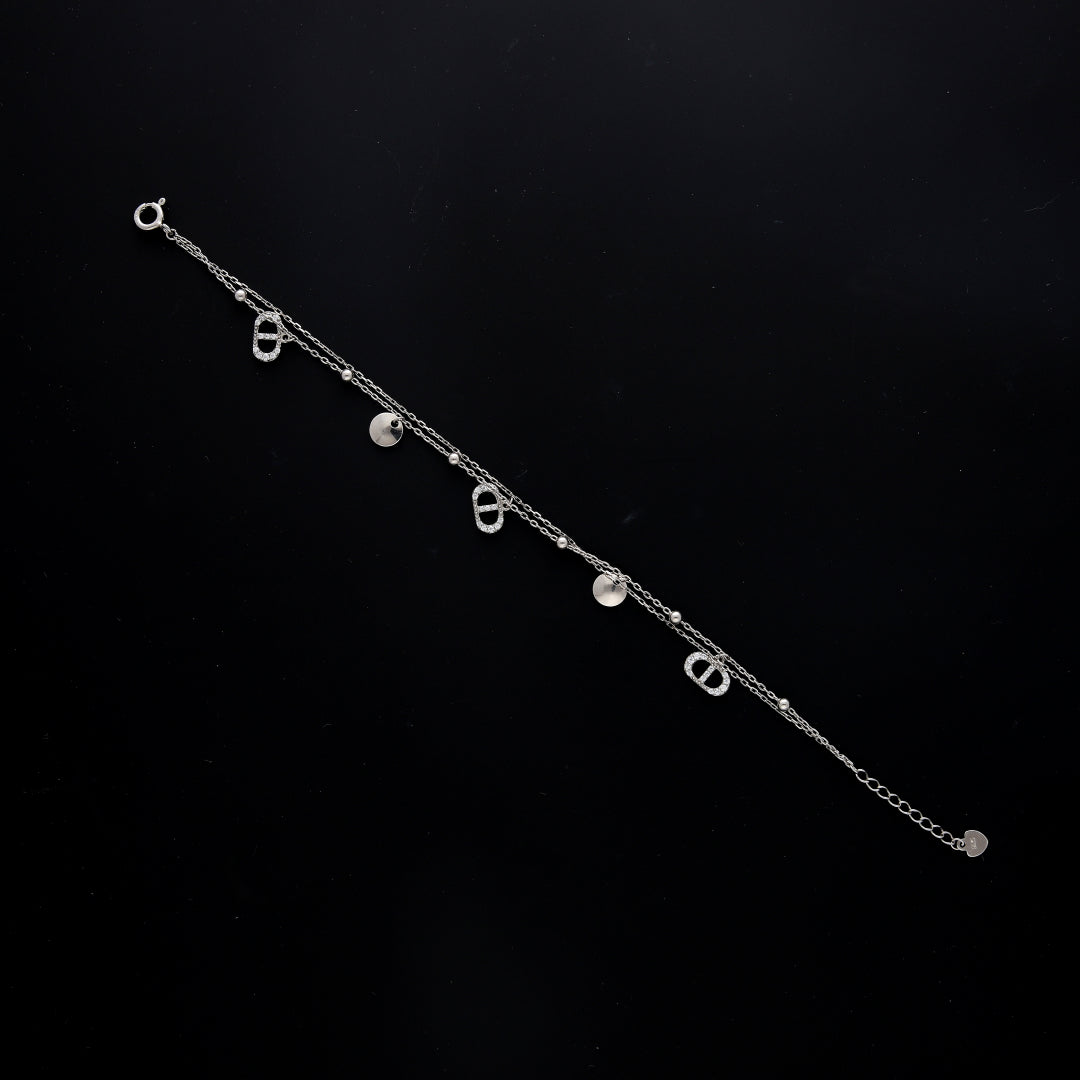 Sterling Silver 925 Dangling Charm Bracelet - FKJBRLSL10573