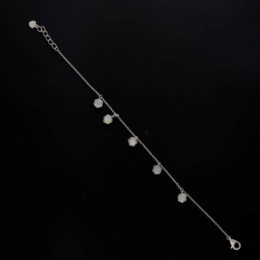 Sterling Silver 925 Hexagon Charm Bracelet - FKJBRLSL10585