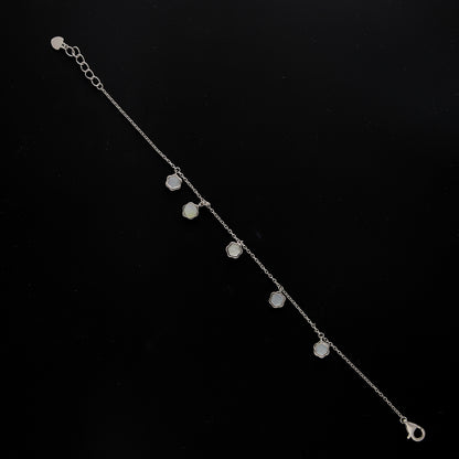 Sterling Silver 925 Hexagon Charm Bracelet - FKJBRLSL10585
