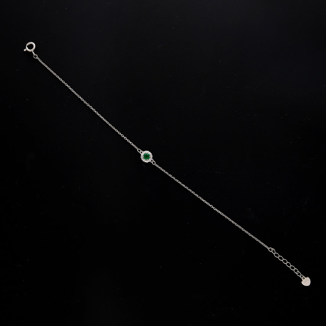 Sterling Silver 925 Green Gem Bracelet - FKJBRLSL10588